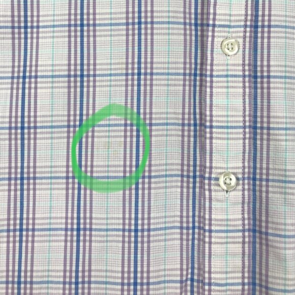 Izod Shirt Men's Medium Purple Plaid Button Down Long Sleeve Pocket Cotton Blend - Picture 9 of 14